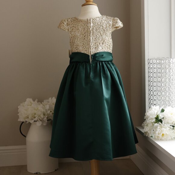 Green and Gold Formal Dress Size 6X Party Portrait Recital Flower Girl - Picture 6 of 7